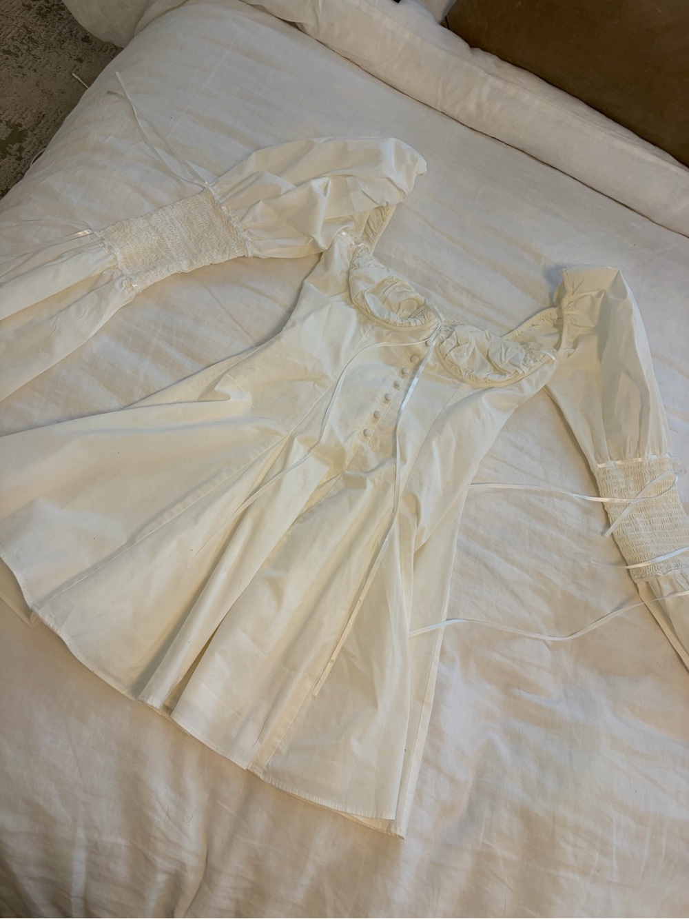 House of CB White Prairie-Style Puff Sleeve Blouse